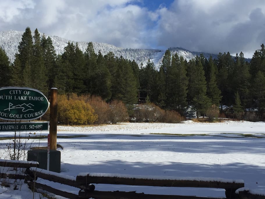 Golf Course across the street for snowshoeing and cross country skiing with a great view of Heavenly Valley ski resort