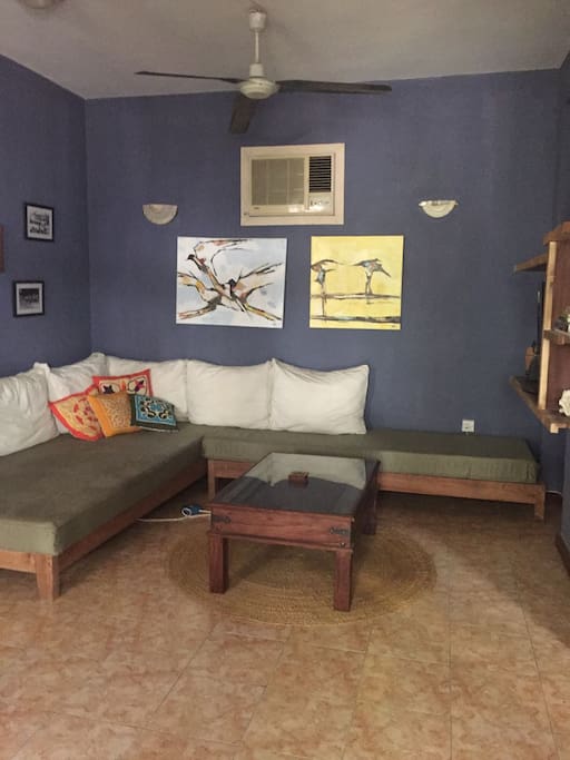 Living room, sofa can double as a spare bed.