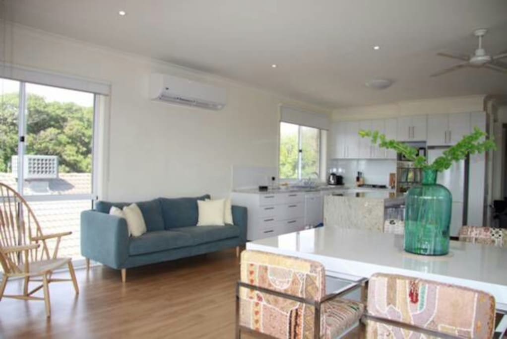 Upstairs kitchen + dining/living area
Nespresso/Netflix/Balcony with gas BBQ