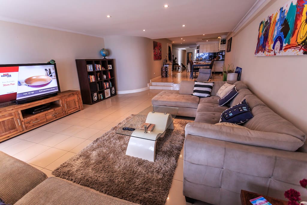 Large living room with TV
