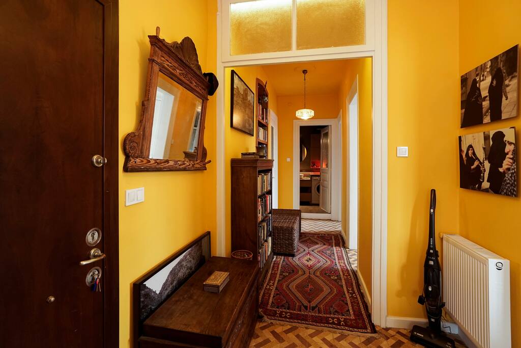 The apartment's 'spine': all the rooms bar one open up from this hallway
