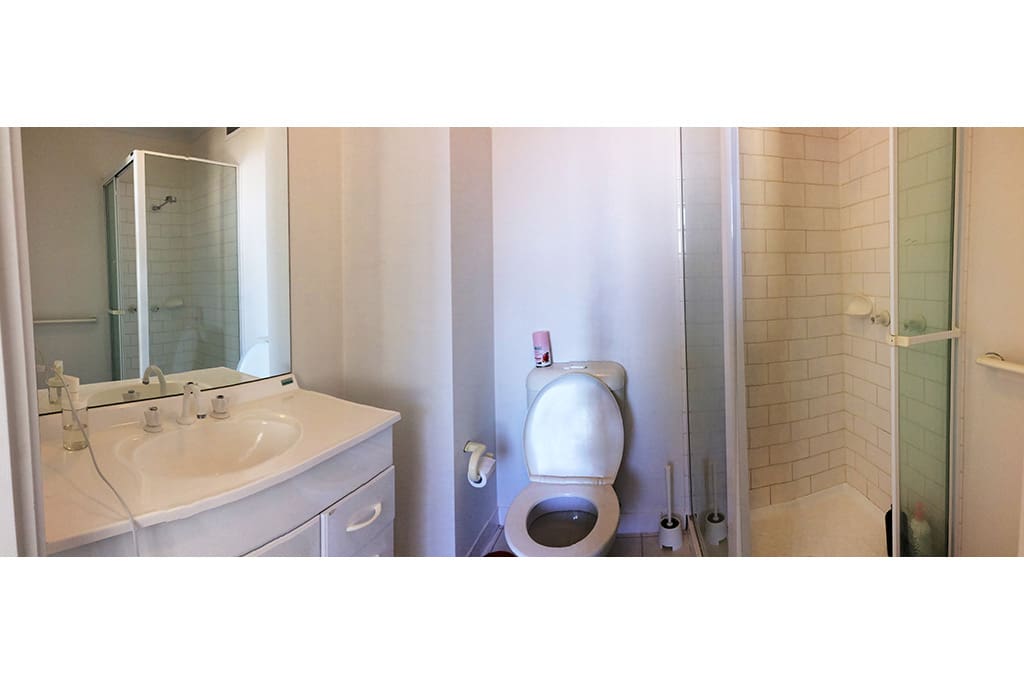 Bathroom with shampoo and body wash ( It's yours )