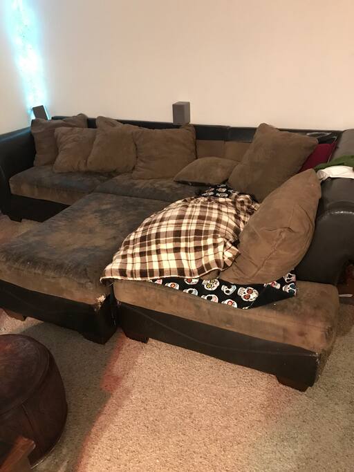 Couch . Front living guest room .