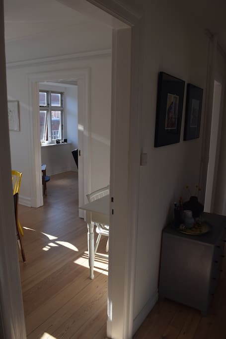 Looking from the hall to the dining room