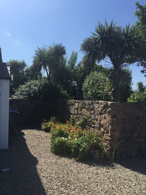 The view from the cottage door - the opposite view is of the sea.