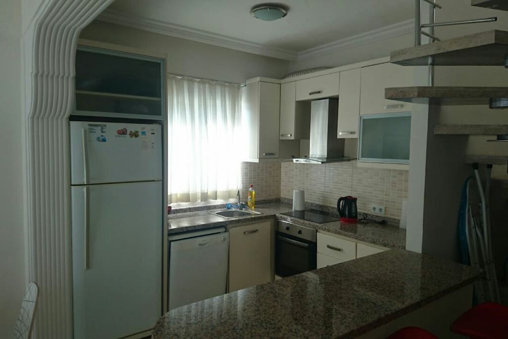 Kitchen with bar table