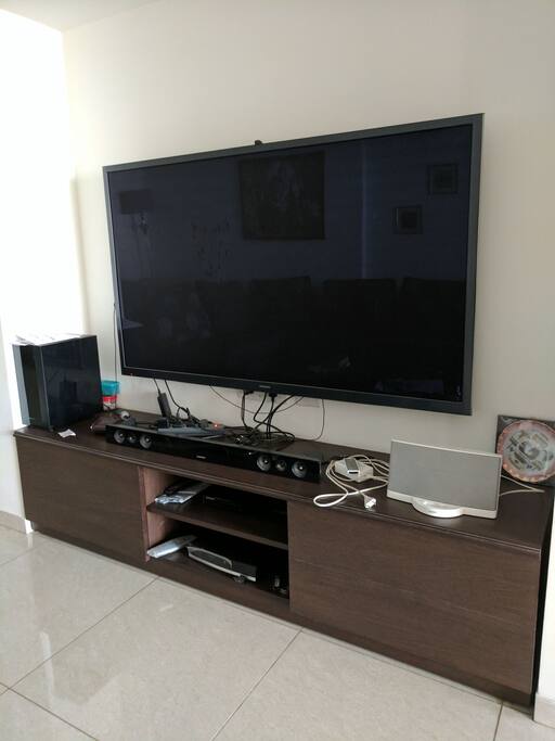 65" Plasma TV equipped with Tata Sky, Netflix and Amazon Prime - for kicking back and relaxing after a tiring day ;-)