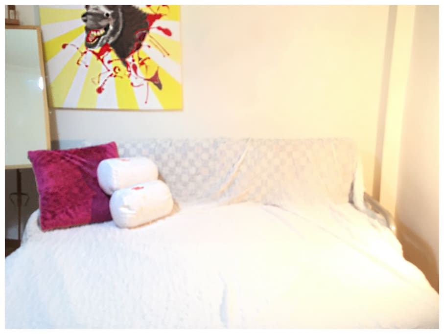 Sofa turns to double bed with the extra mattress