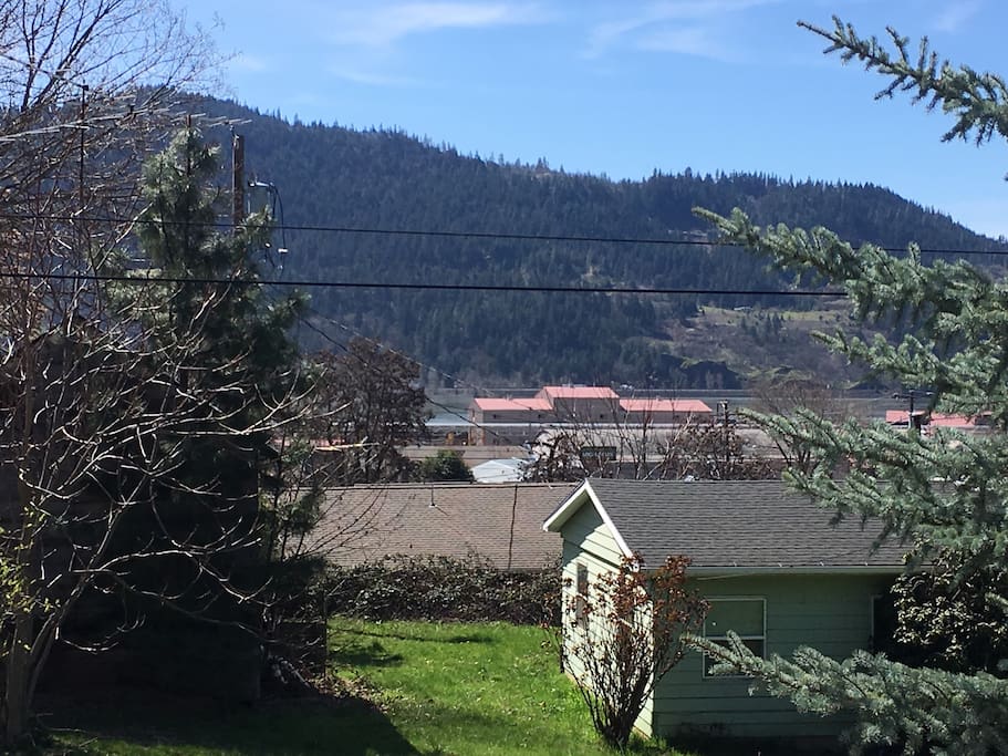 Slight view of Columbia River from from yard