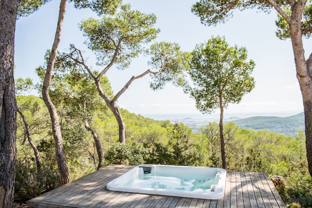 Hot tub with views of Ibiza town