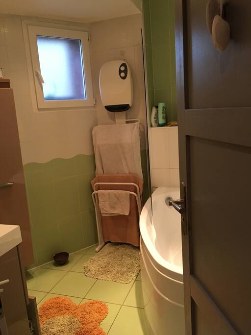 Salle de bain avec baignoire