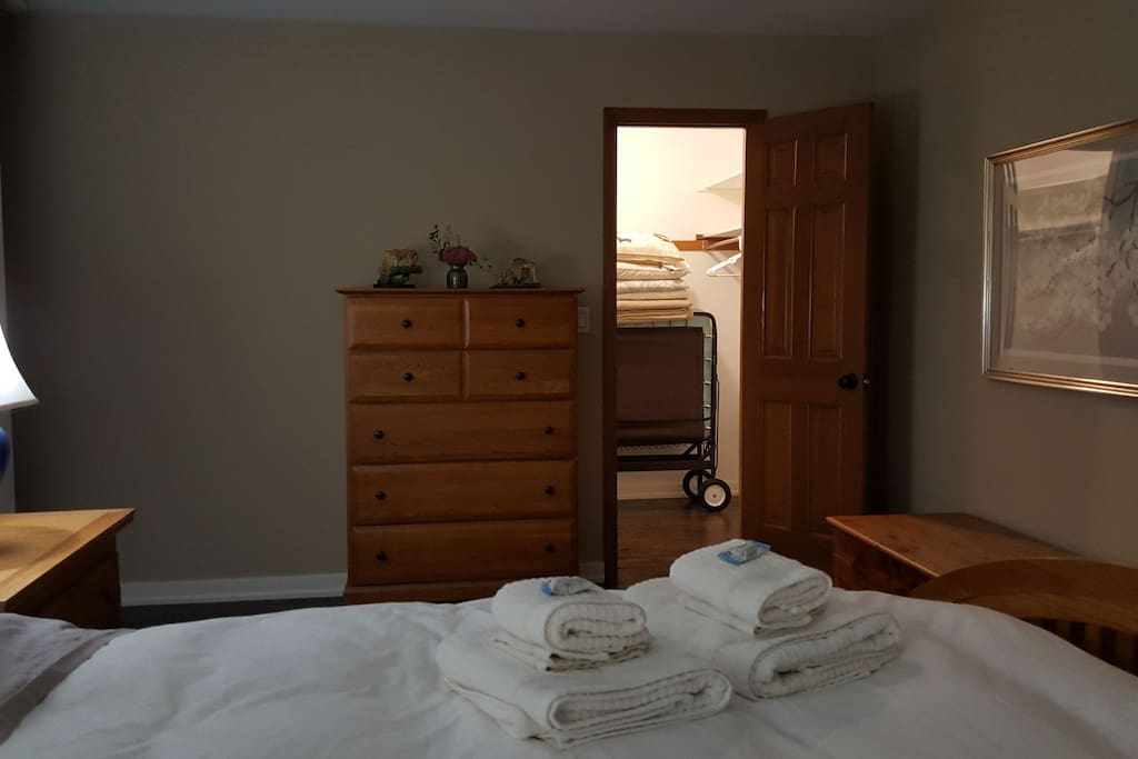 Generous drawer and closet space. Roll-away bed in closet. Chest to hold luggage.