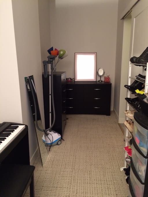 Extra space in the room that leads to private bathroom