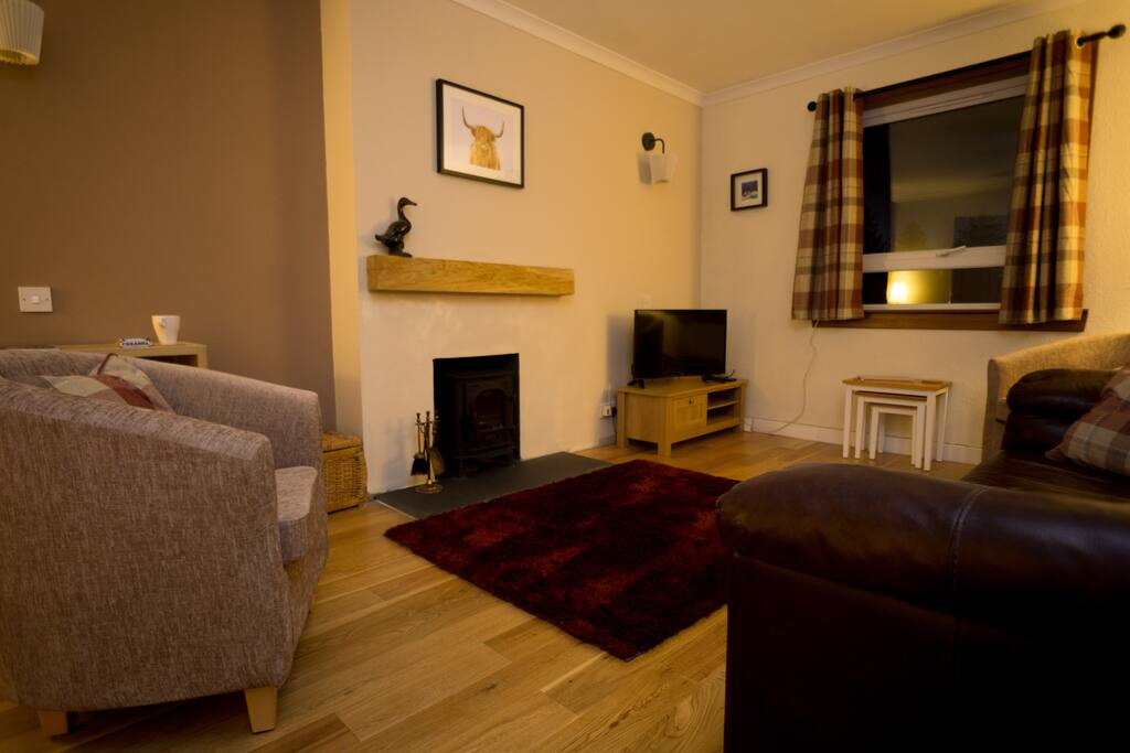 cosy living room with real fire