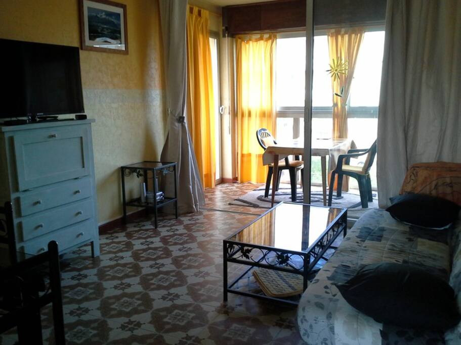 Salon avec loggia fermée - accès petit balcon par la loggia