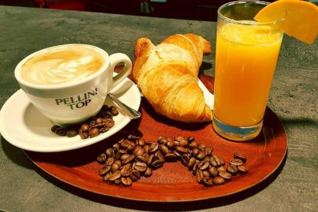 Typical light breakfast at the Lodge