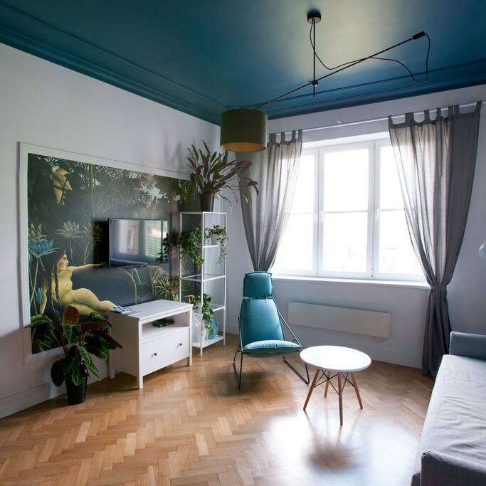 Light and spacious daily area with a sofa bed