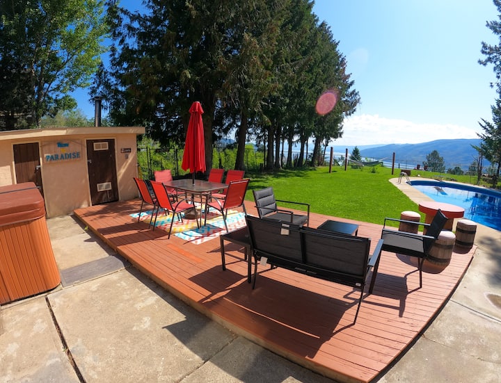Pool & Hot Tub with a Lakeview! Peachland Vacation