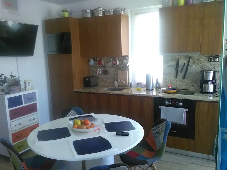 The kitchen part of the dining room