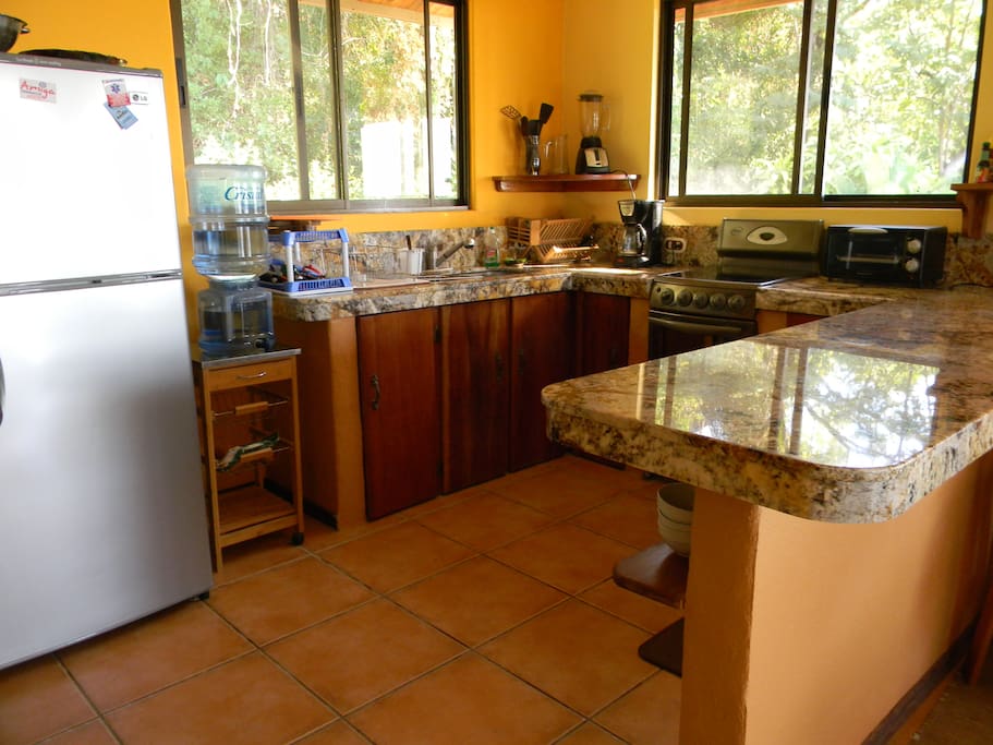 The kitchen is very functional. The granite is easy to clean.
