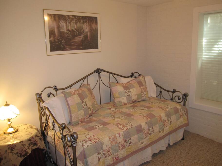One of five bedrooms available. Each room accommodates two adults.
Trundle bed pulls out from underneath to accommodate a second adult