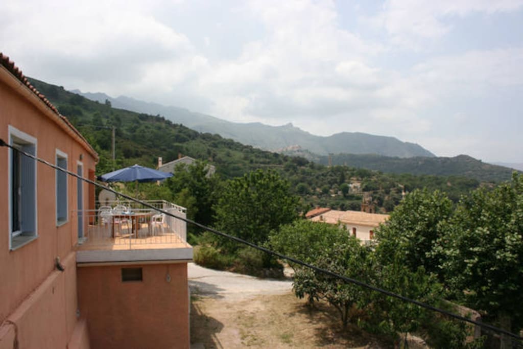 terrace with mountain view