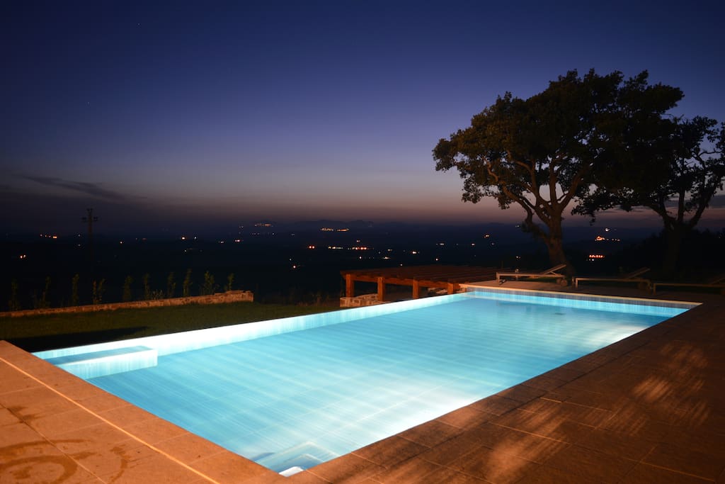 The infinity swimming pool at night