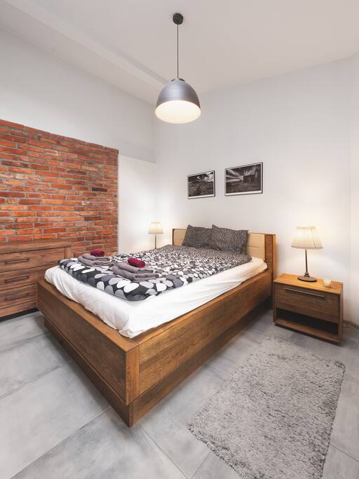 Bedroom with comfortable double bed.