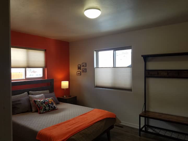 Queen bedroom with fireplace