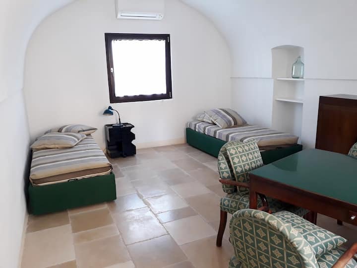 Dormitorio en la planta baja con dos camas  