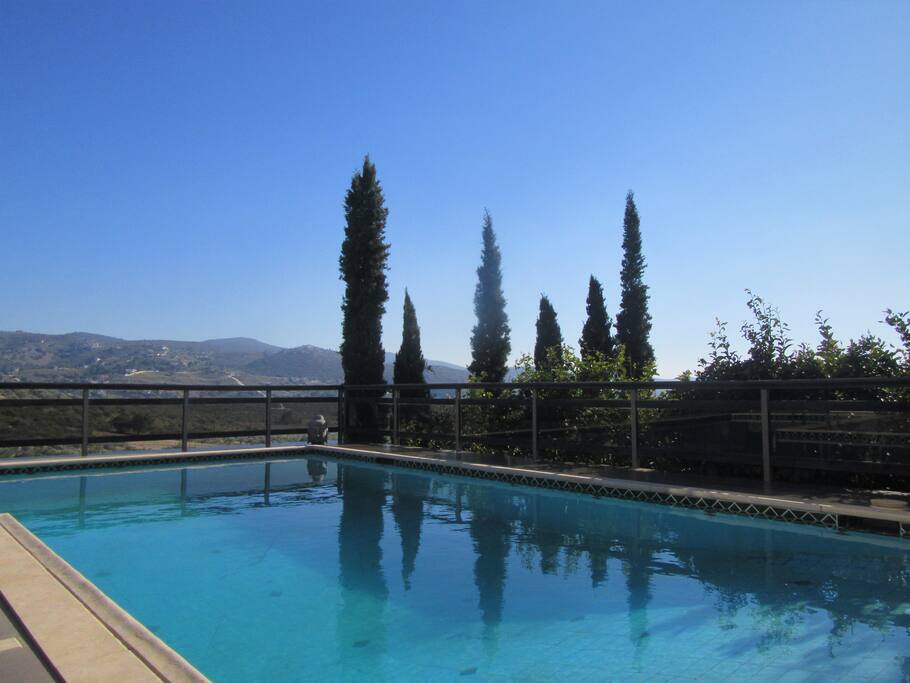 Swimming pool under blue sky