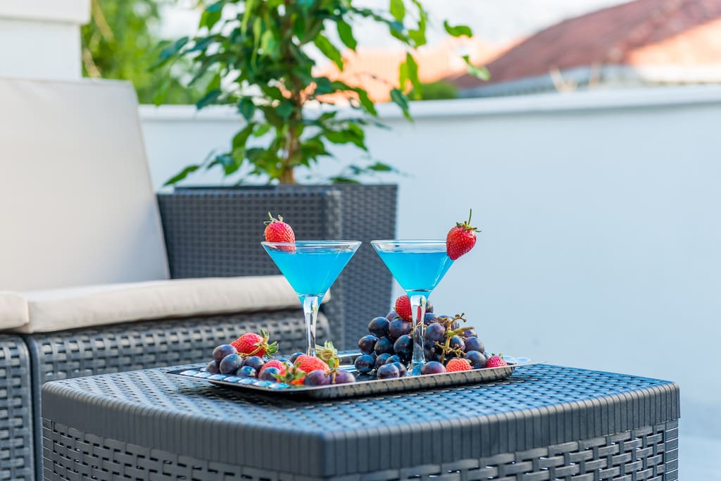 Private terrace with outdoor seating area...