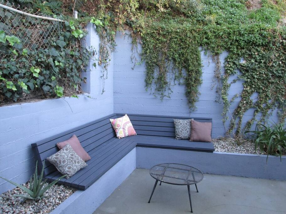Built in bench in rear of house
