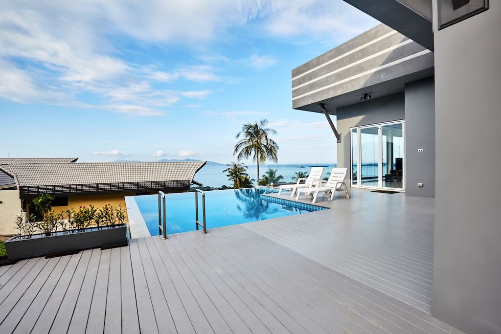 private swimming pool with stunning sea view