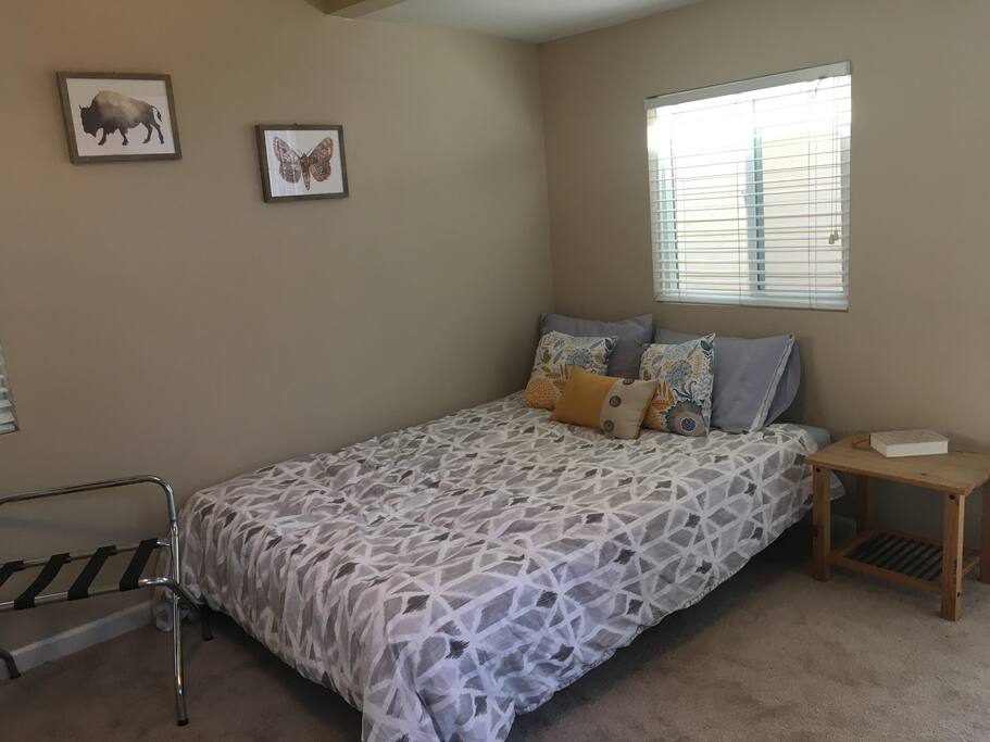 The bed is comfortable and can be converted into a futon if desired.
