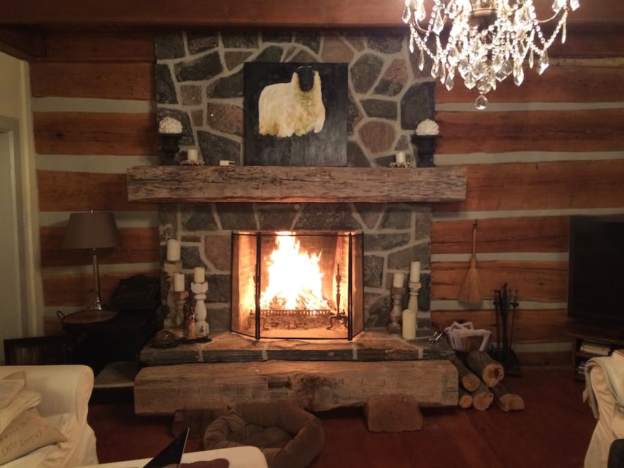 We have two very comfortable and large living rooms to relax in. The main living room in the original 1840s log farmhouse has a wood burning fireplace. Logs are stacked outside to keep the fire roaring on a crisp Fall evening.