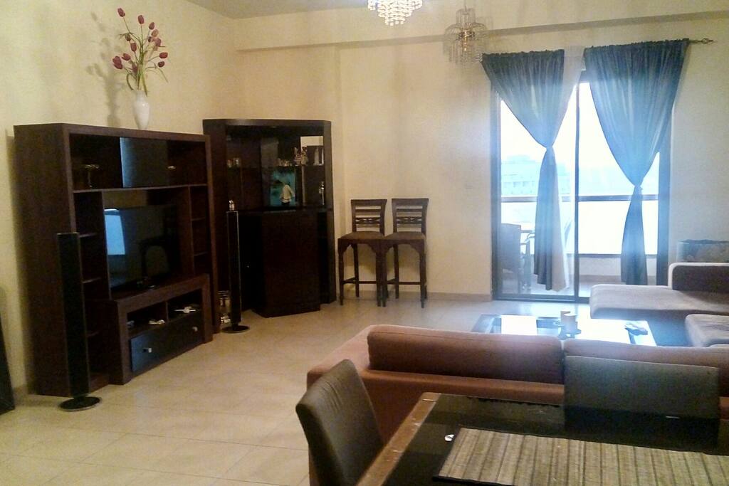 Living room with cable television