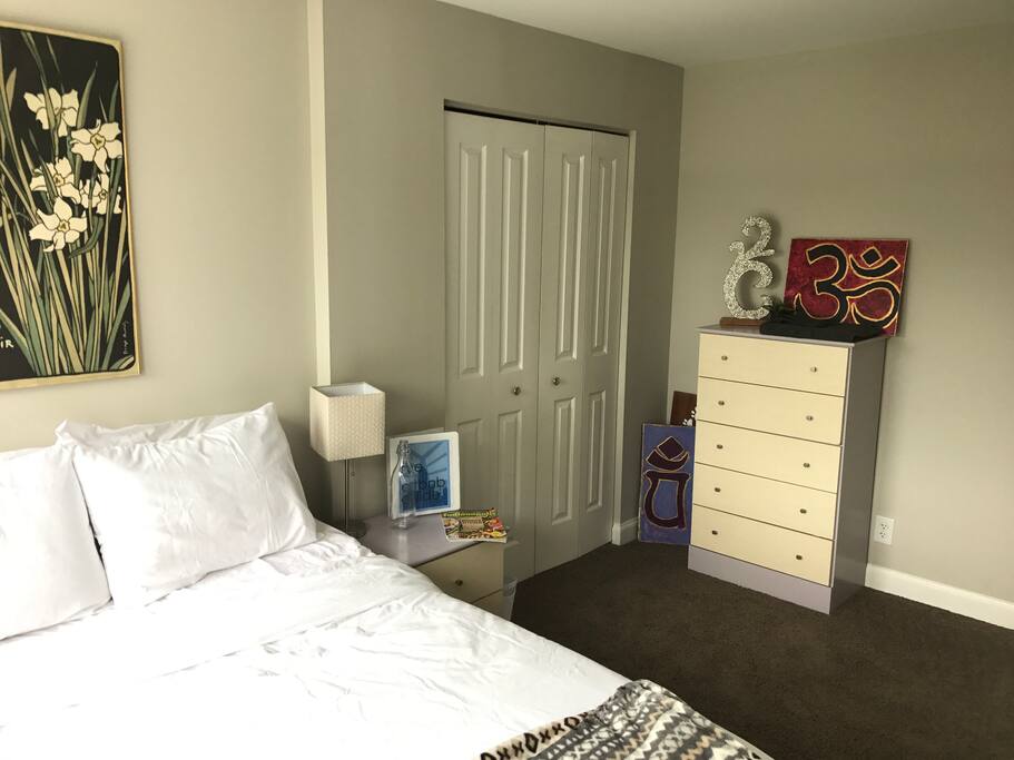 Two empty drawers and designated closet space are for your personal use!
