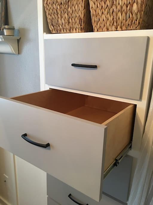 Custom built-in dressers are completely empty and ready if you'd like to unpack.