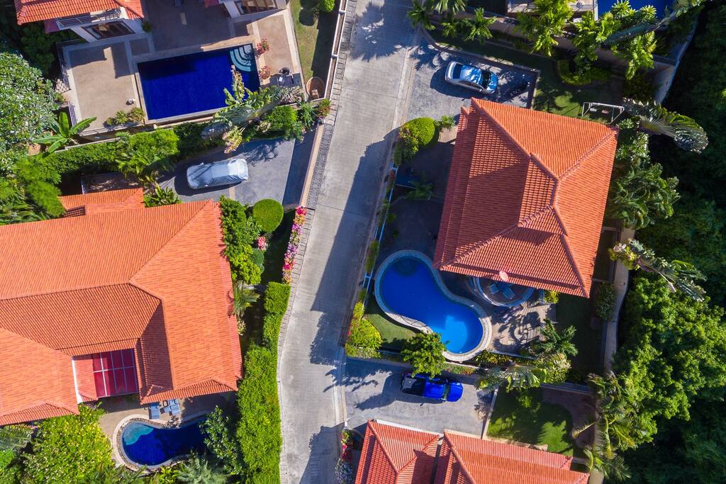 the villa from a bird's eye view
