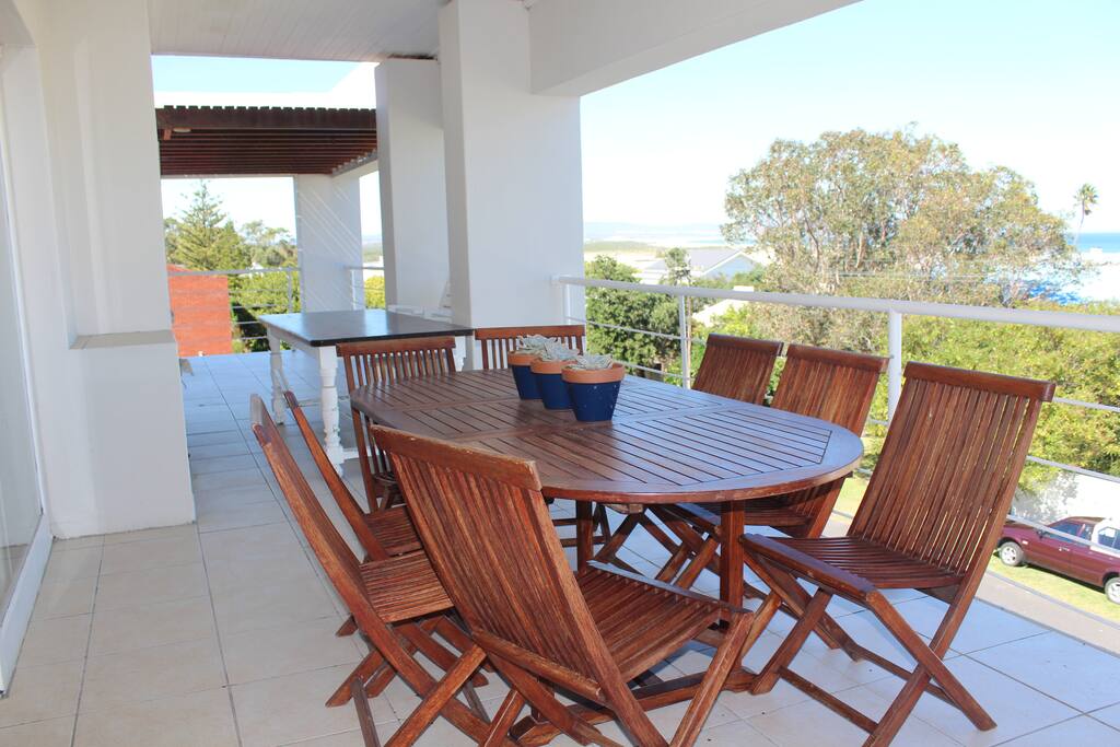 Upstairs patio with seaviews and braai.