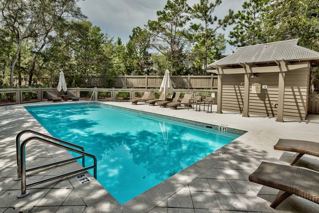 The community pool is just a short walk down the street.