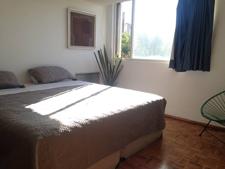 South oriented room with plenty of sunshine entering the king size bed!