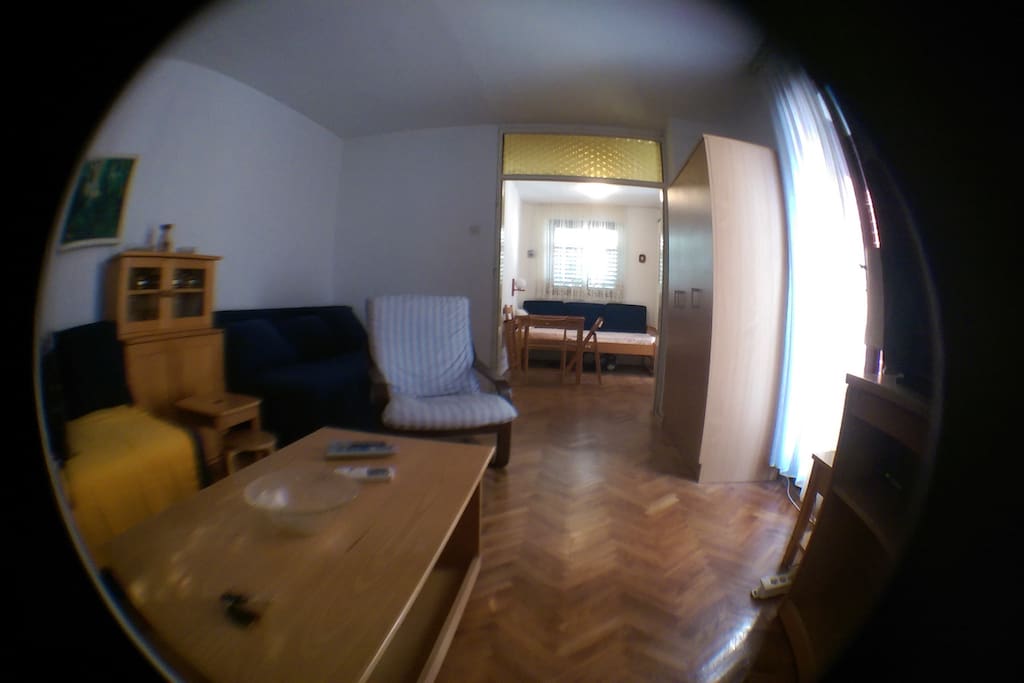 Living room with dining room