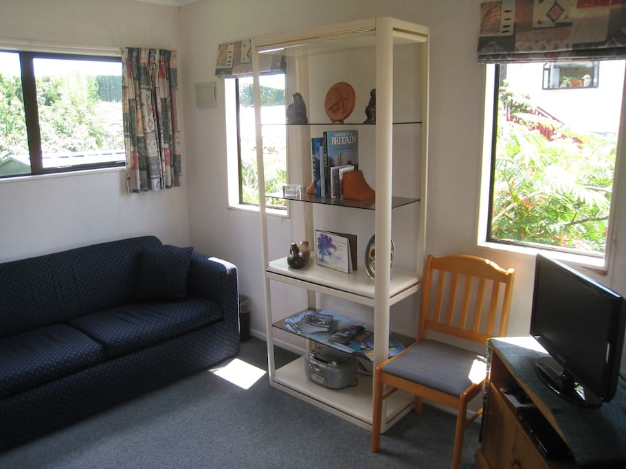 Sunny sitting area with farm views