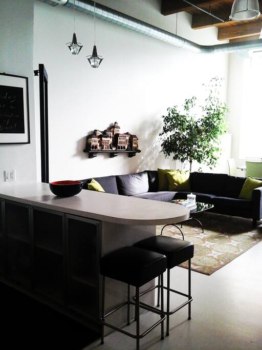 Kitchen Island & Living area