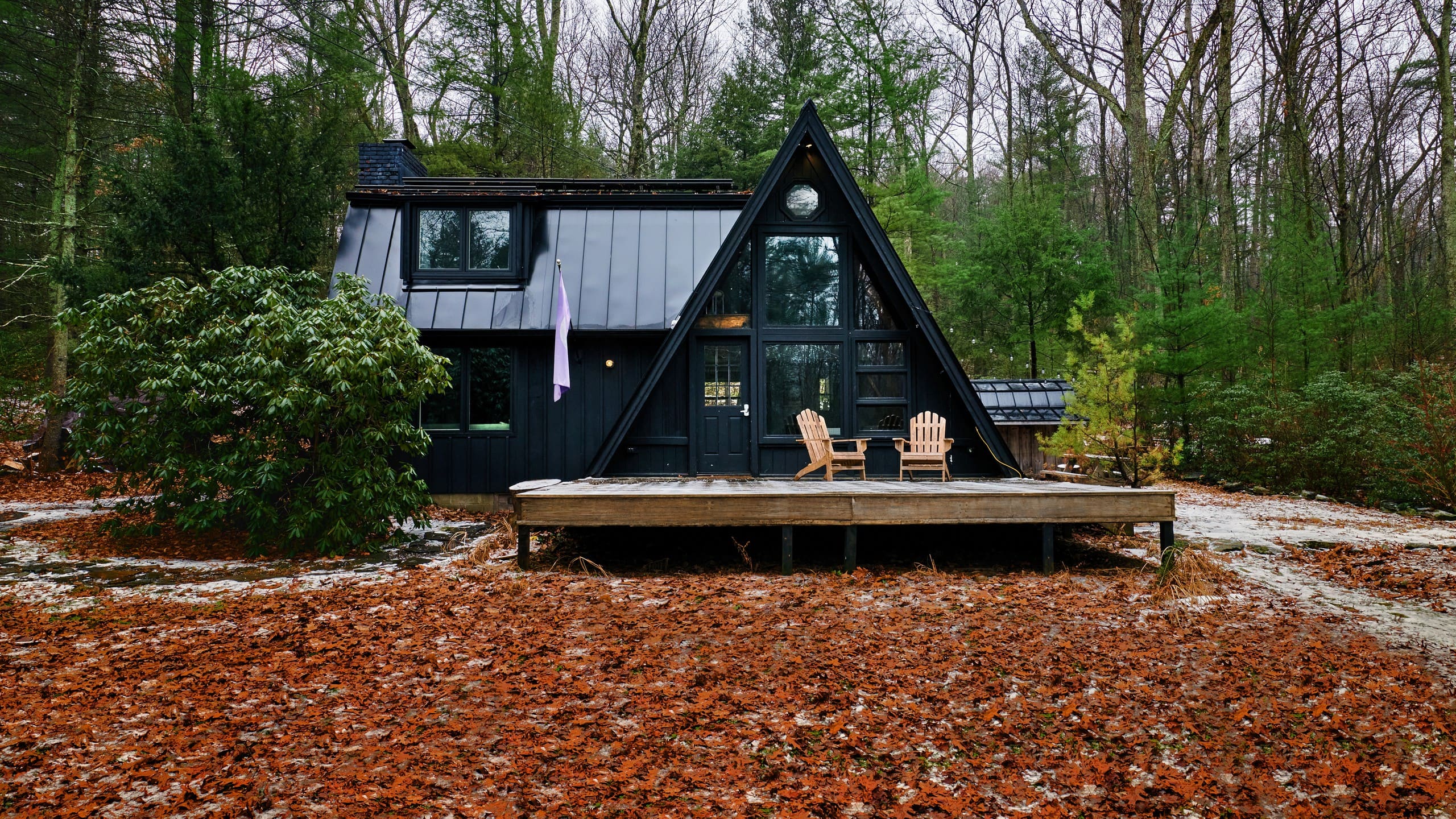 cabin camping in the woods