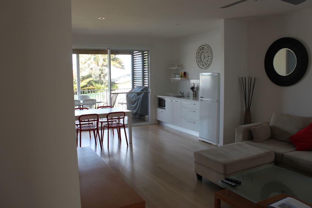 Lounge, dining, kitchen