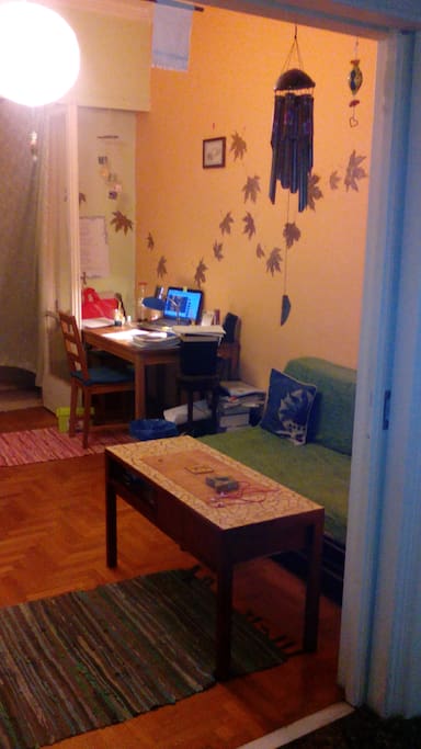 opposite view from the front door to the loving room and the balcony