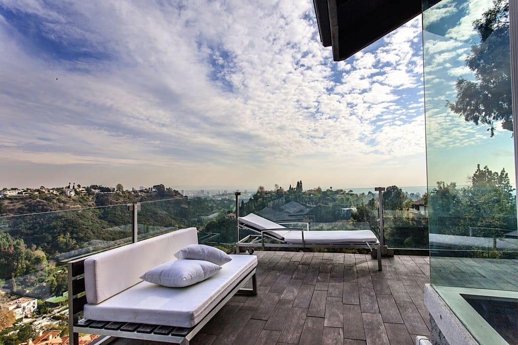 Canyon, city, and ocean views from large decks on all levels.